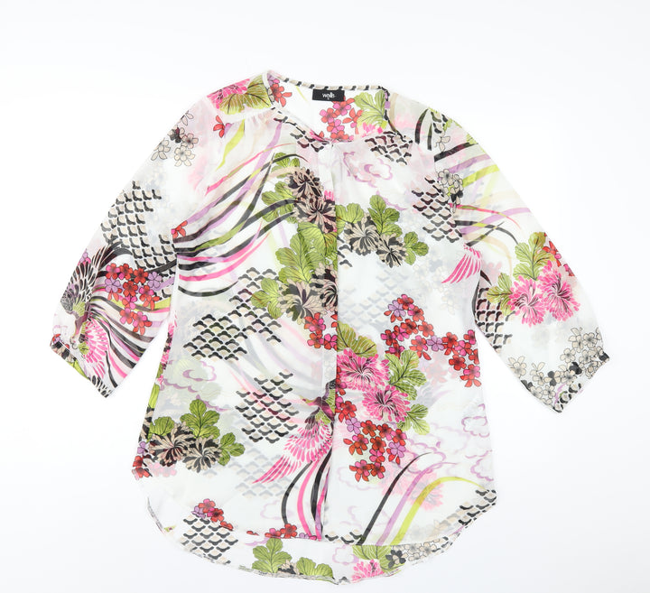 Wallis Womens Multicoloured Geometric Polyester Basic Blouse Size M Round Neck
