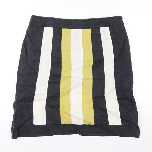 Principles Womens Multicoloured Striped Ramie A-Line Skirt Size 16 Zip