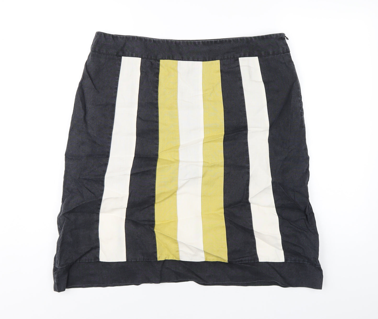 Principles Womens Multicoloured Striped Ramie A-Line Skirt Size 16 Zip