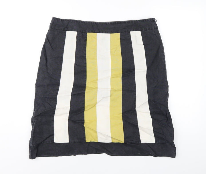 Principles Womens Multicoloured Striped Ramie A-Line Skirt Size 16 Zip