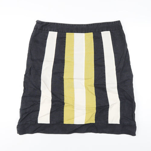 Principles Womens Multicoloured Striped Ramie A-Line Skirt Size 16 Zip