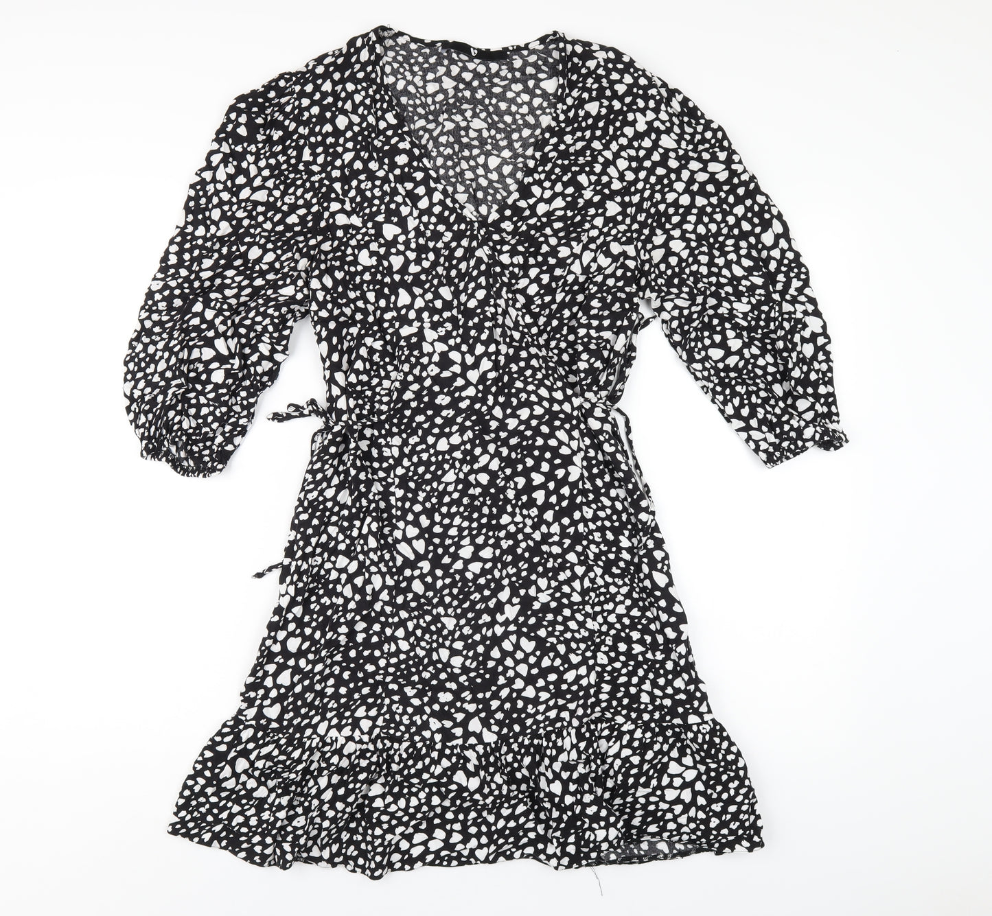 Very Womens Black Geometric Viscose A-Line Size 10 V-Neck Pullover