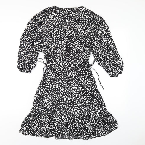 Very Womens Black Geometric Viscose A-Line Size 10 V-Neck Pullover