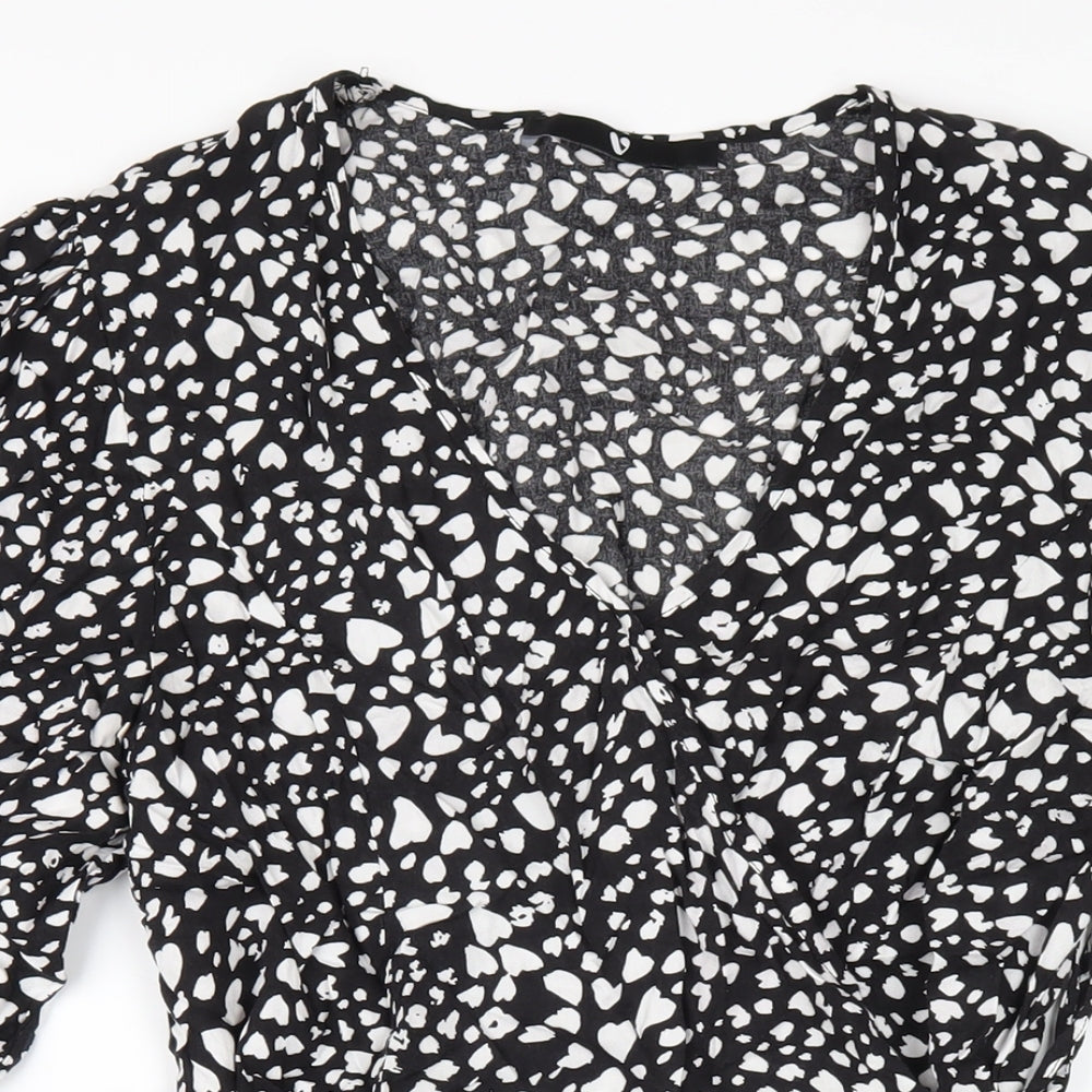 Very Womens Black Geometric Viscose A-Line Size 10 V-Neck Pullover