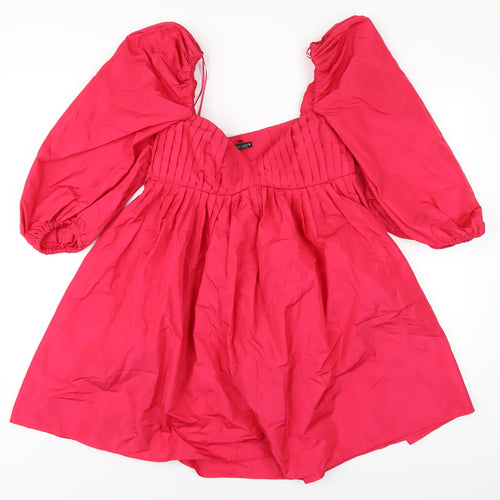 Zara Womens Pink Polyester Trapeze & Swing Size XS V-Neck Zip