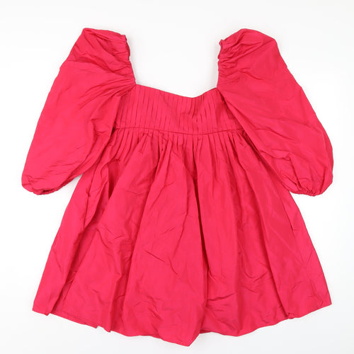 Zara Womens Pink Polyester Trapeze & Swing Size XS V-Neck Zip