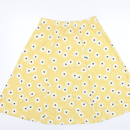 Damart Womens Yellow Floral Polyester A-Line Skirt Size 16