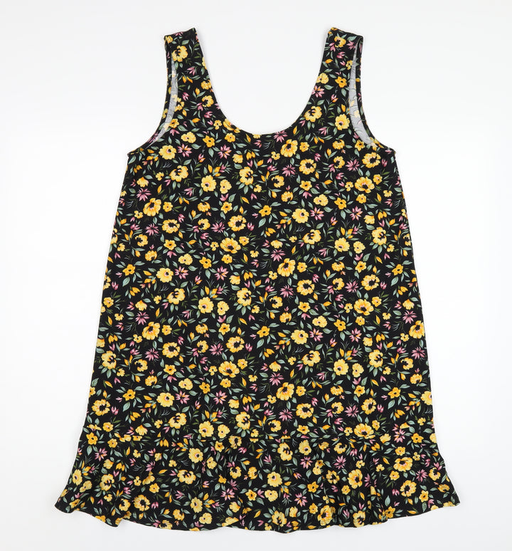 Mango Womens Multicoloured Floral Polyester Tank Dress Size M Scoop Neck Pullover