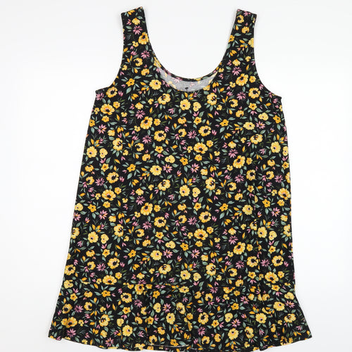 Mango Womens Multicoloured Floral Polyester Tank Dress Size M Scoop Neck Pullover