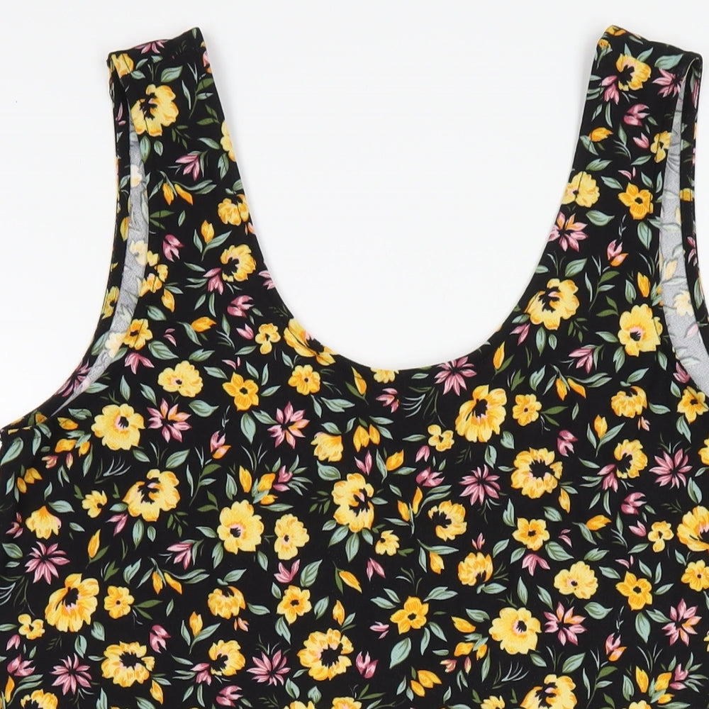 Mango Womens Multicoloured Floral Polyester Tank Dress Size M Scoop Neck Pullover
