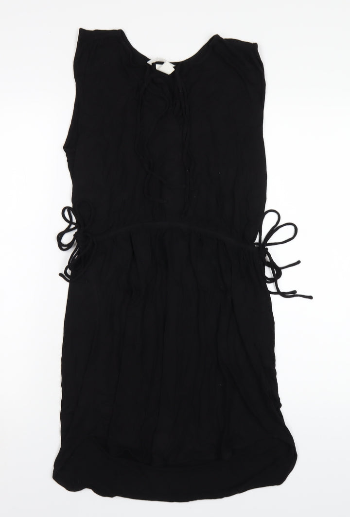 H&M Womens Black Viscose A-Line Size S V-Neck Pullover