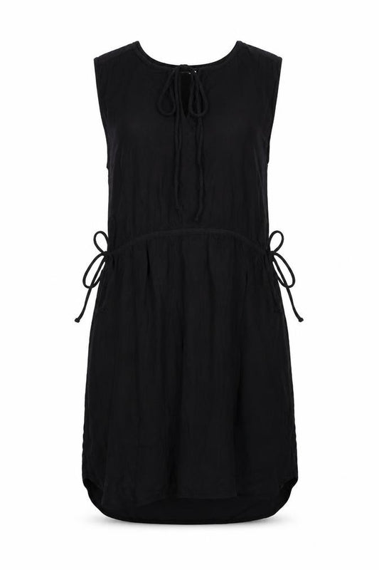 Front view of H&M women’s black viscose a-line, size S, v-neck pullover