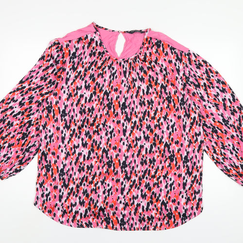 Marks and Spencer Womens Pink Polyester Basic T-Shirt Size 12 Round Neck
