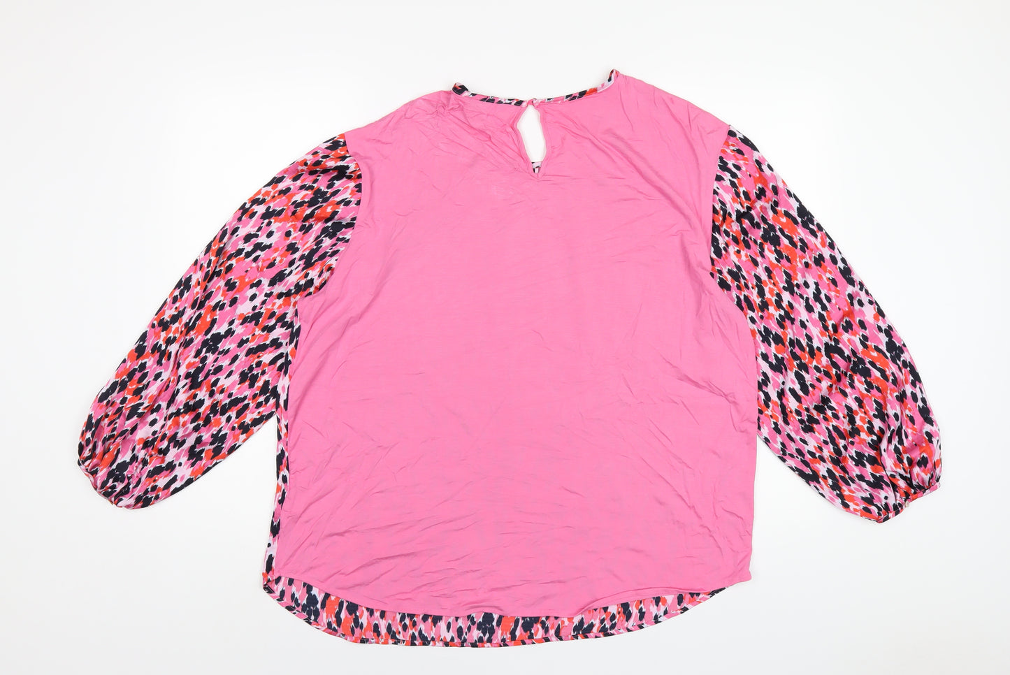 Marks and Spencer Womens Pink Polyester Basic T-Shirt Size 12 Round Neck