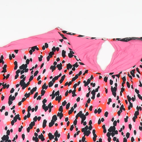Marks and Spencer Womens Pink Polyester Basic T-Shirt Size 12 Round Neck