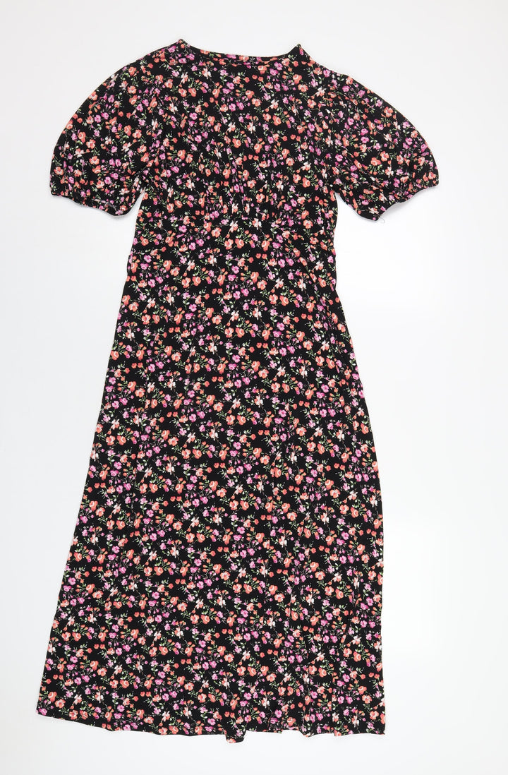 Lipsy Womens Black Floral Polyester Maxi Size 12 Round Neck Pullover