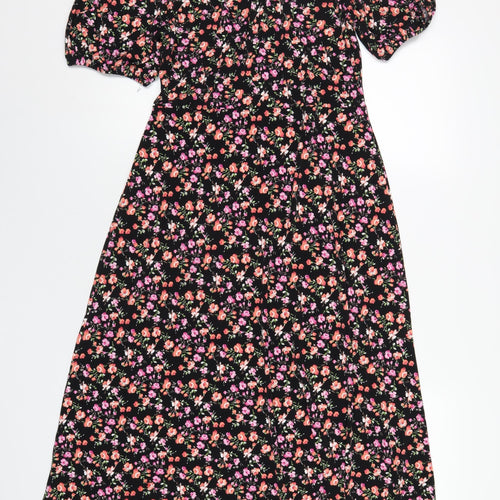 Lipsy Womens Black Floral Polyester Maxi Size 12 Round Neck Pullover