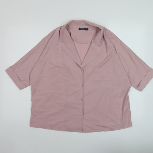 Nasty Gal Womens Pink Polyester Basic Button-Up Size 8 V-Neck