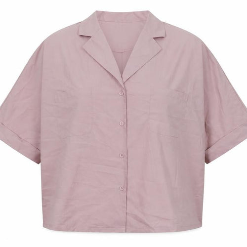 Nasty Gal Womens Pink Polyester Basic Button-Up Size 8 V-Neck