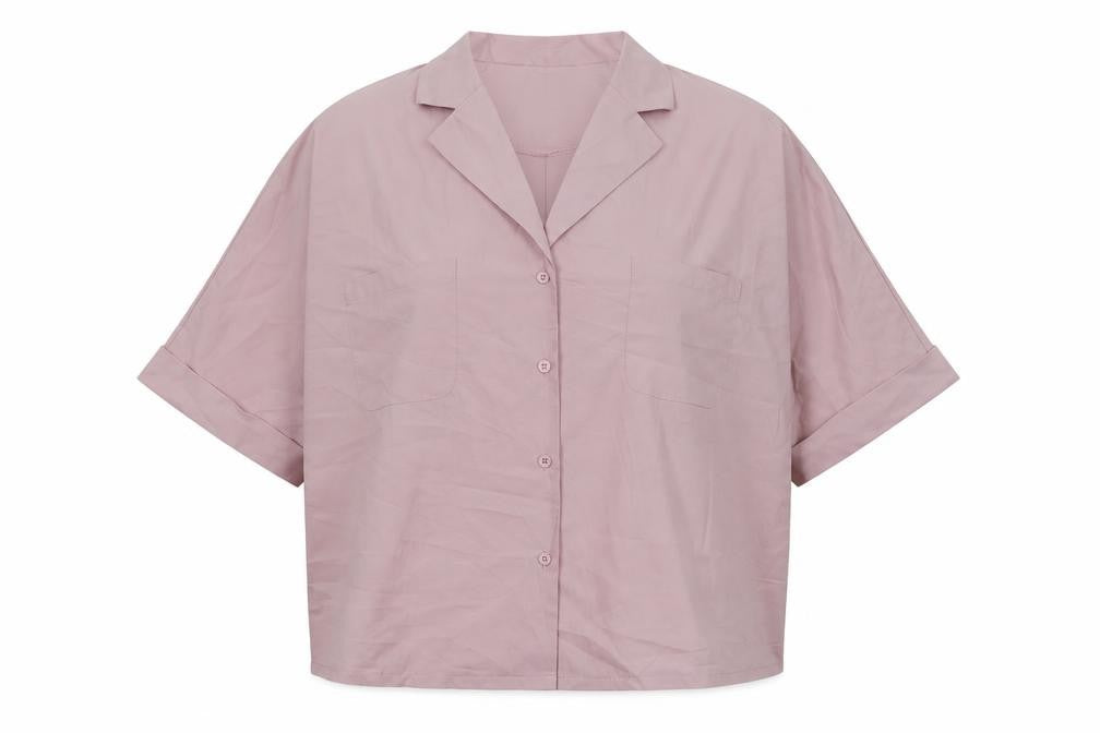 Nasty Gal Womens Pink Polyester Basic Button-Up Size 8 V-Neck