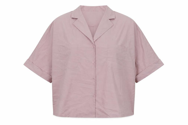 Nasty Gal Womens Pink Polyester Basic Button-Up Size 8 V-Neck