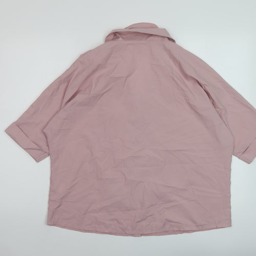 Nasty Gal Womens Pink Polyester Basic Button-Up Size 8 V-Neck