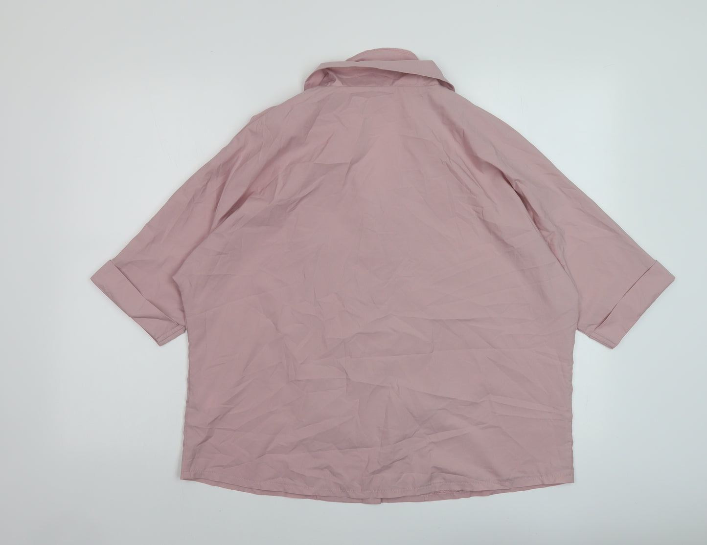 Nasty Gal Womens Pink Polyester Basic Button-Up Size 8 V-Neck