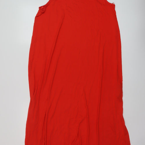 Marks and Spencer Womens Red Viscose A-Line Size 16 Square Neck Pullover