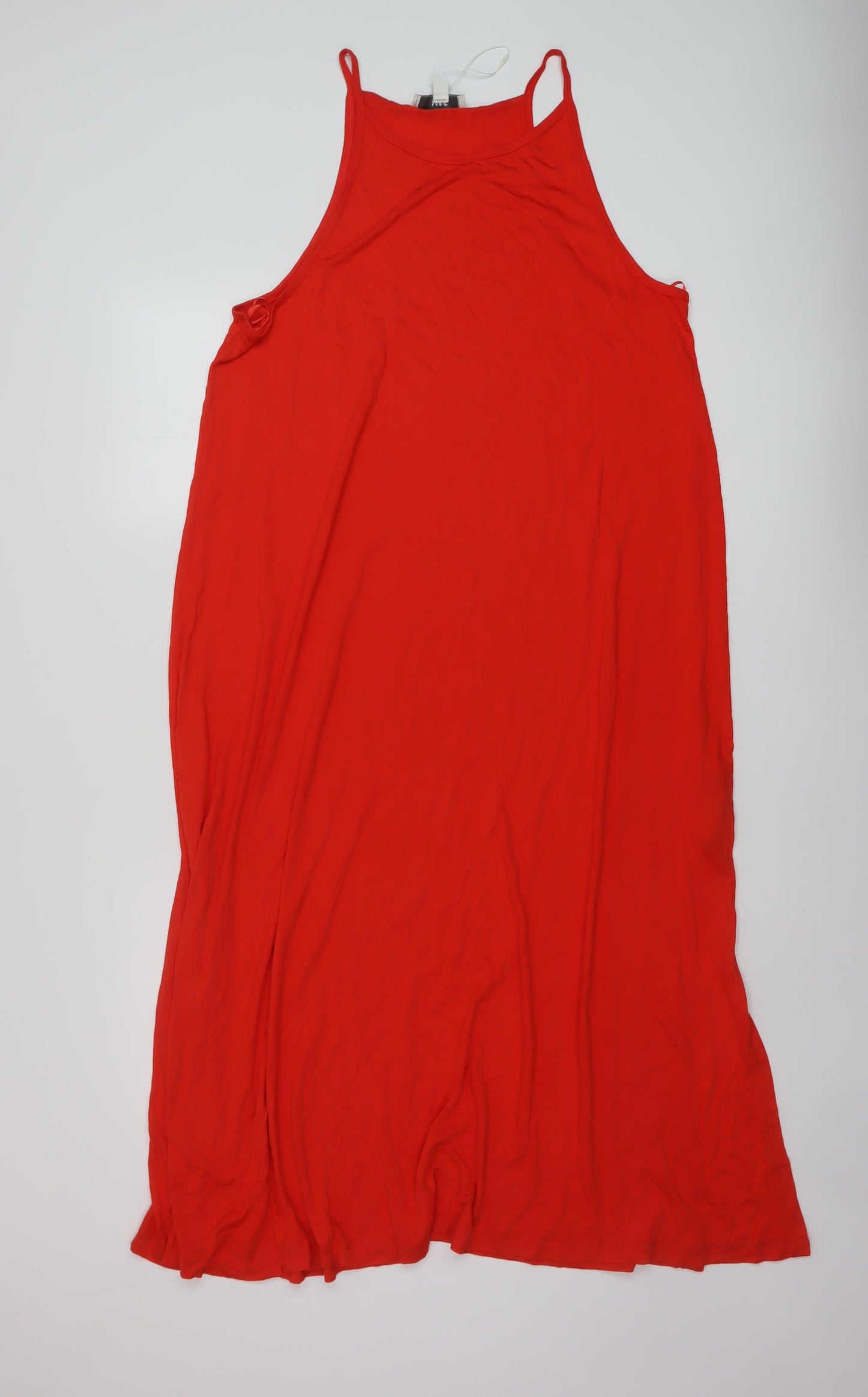 Marks and Spencer Womens Red Viscose A-Line Size 16 Square Neck Pullover