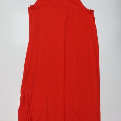 Marks and Spencer Womens Red Viscose A-Line Size 16 Square Neck Pullover