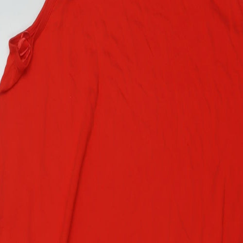 Marks and Spencer Womens Red Viscose A-Line Size 16 Square Neck Pullover