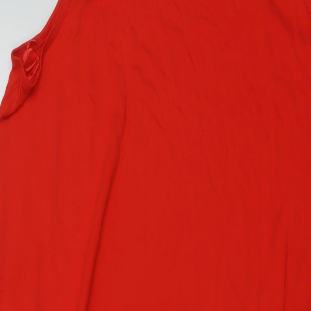 Marks and Spencer Womens Red Viscose A-Line Size 16 Square Neck Pullover