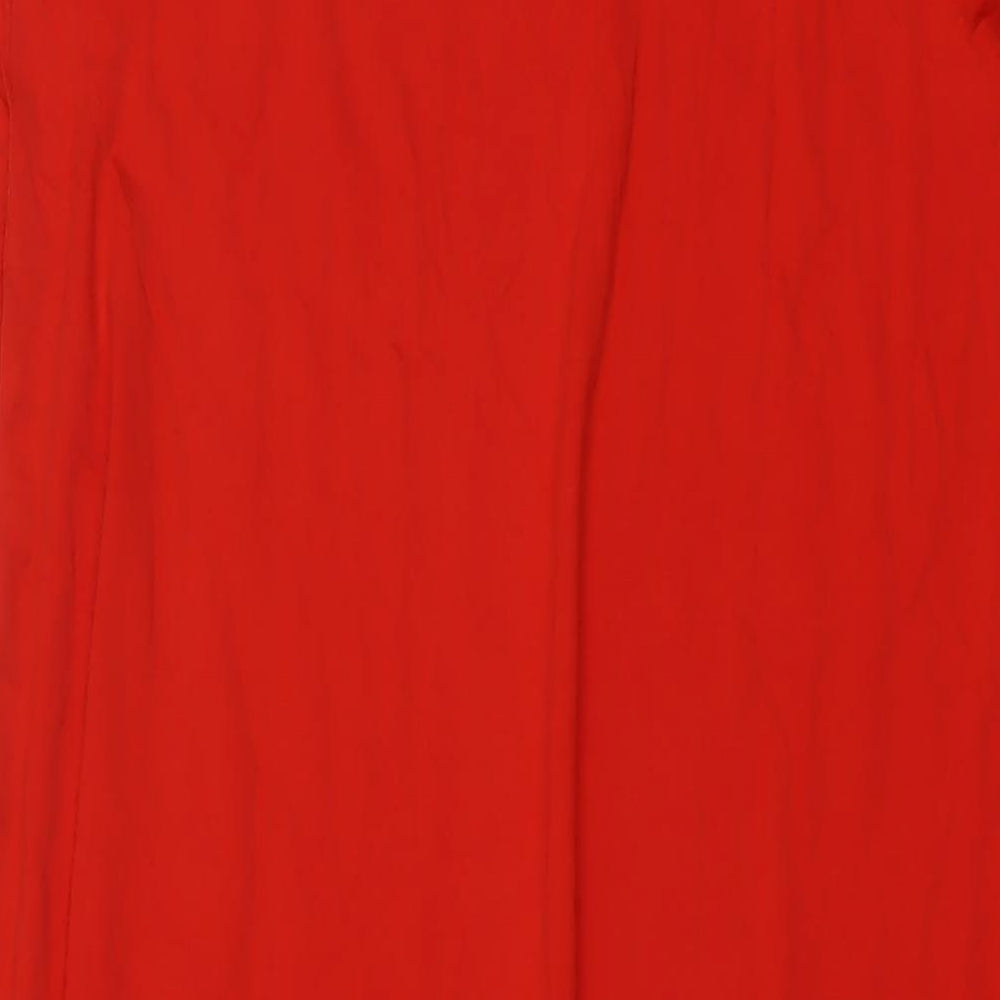 Marks and Spencer Womens Red Viscose A-Line Size 16 Square Neck Pullover
