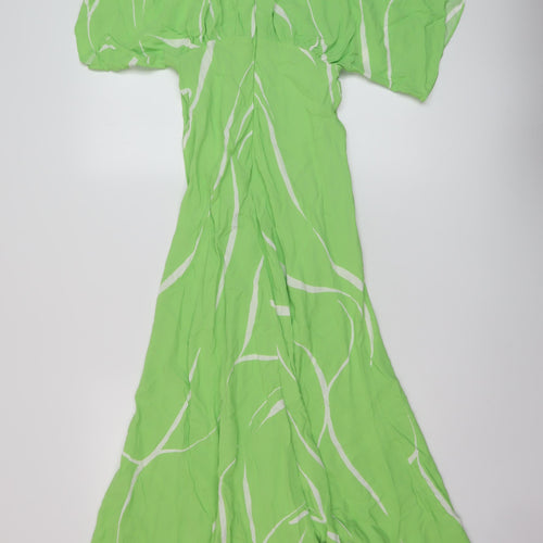 Autograph Womens Green Geometric Viscose A-Line Size 8 Round Neck Zip