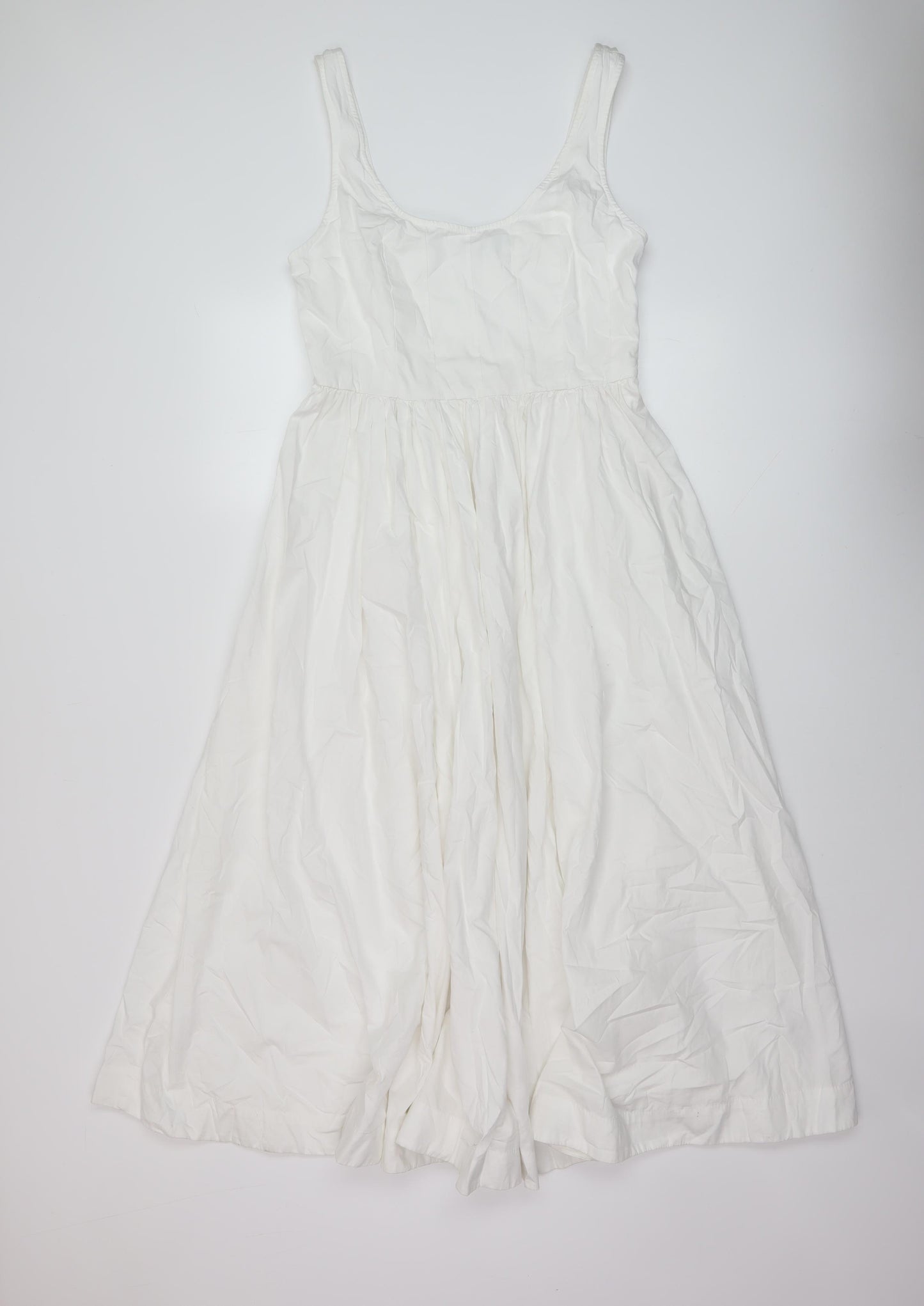 Marks and Spencer Womens White Cotton A-Line Size 10 Round Neck Zip