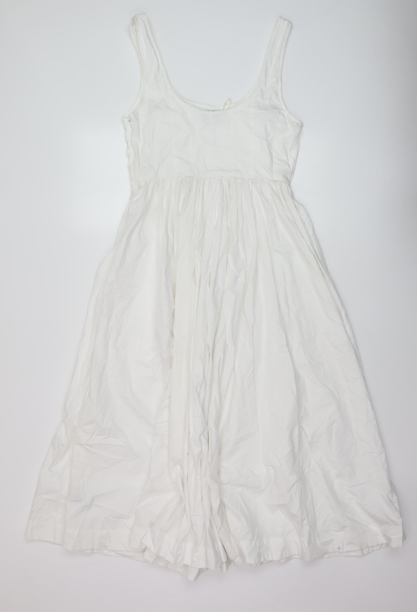 Marks and Spencer Womens White Cotton A-Line Size 10 Round Neck Zip