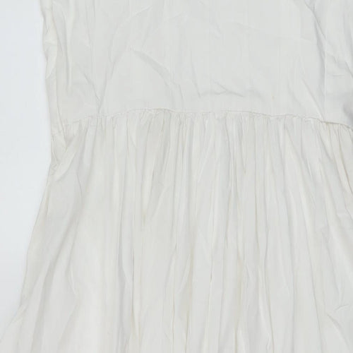 Marks and Spencer Womens White Cotton A-Line Size 10 Round Neck Zip