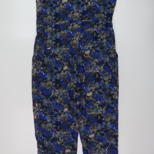 Only Womens Blue Geometric Polyester Jumpsuit One-Piece Size 8 Button