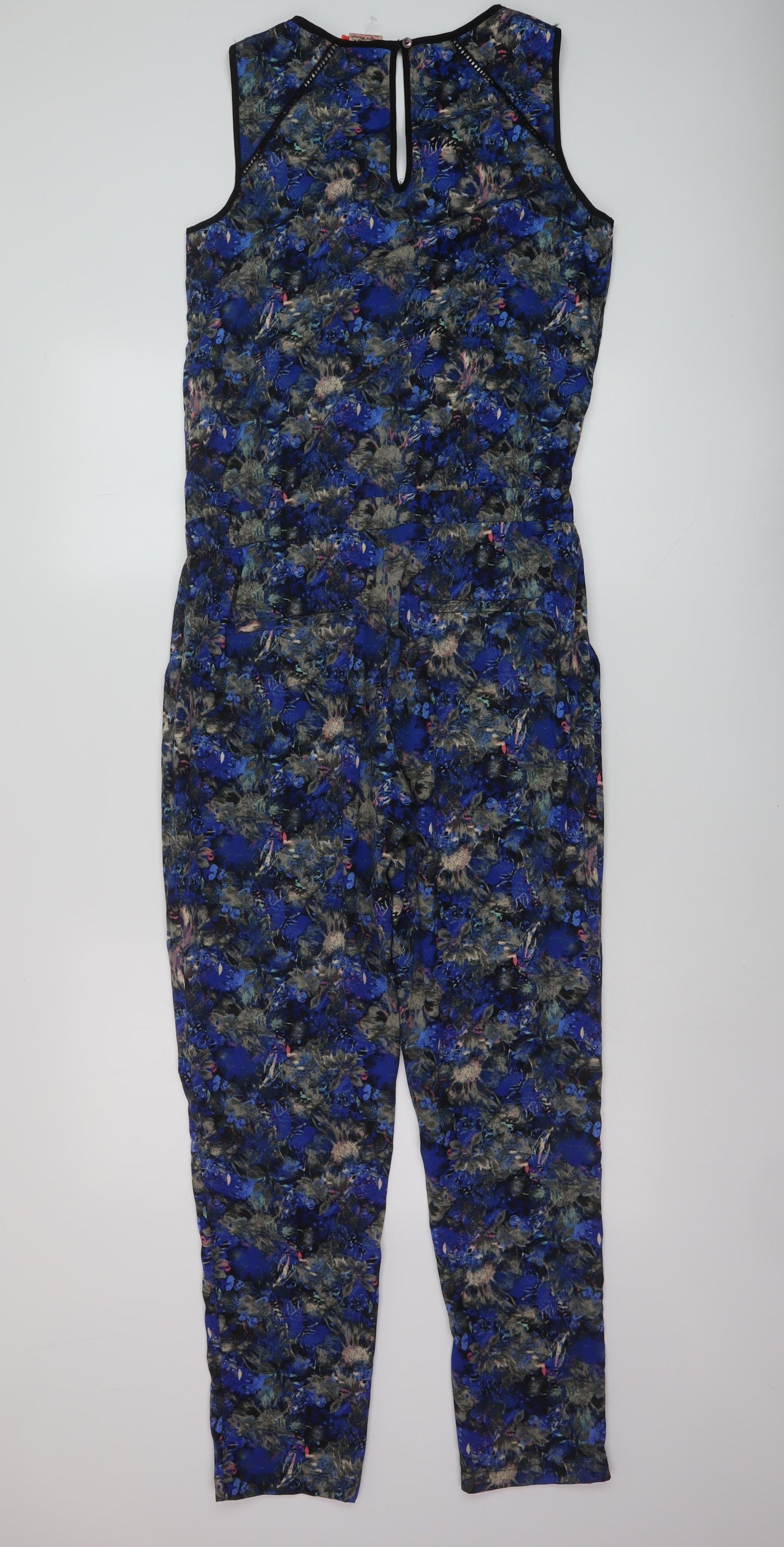 Only Womens Blue Geometric Polyester Jumpsuit One-Piece Size 8 Button