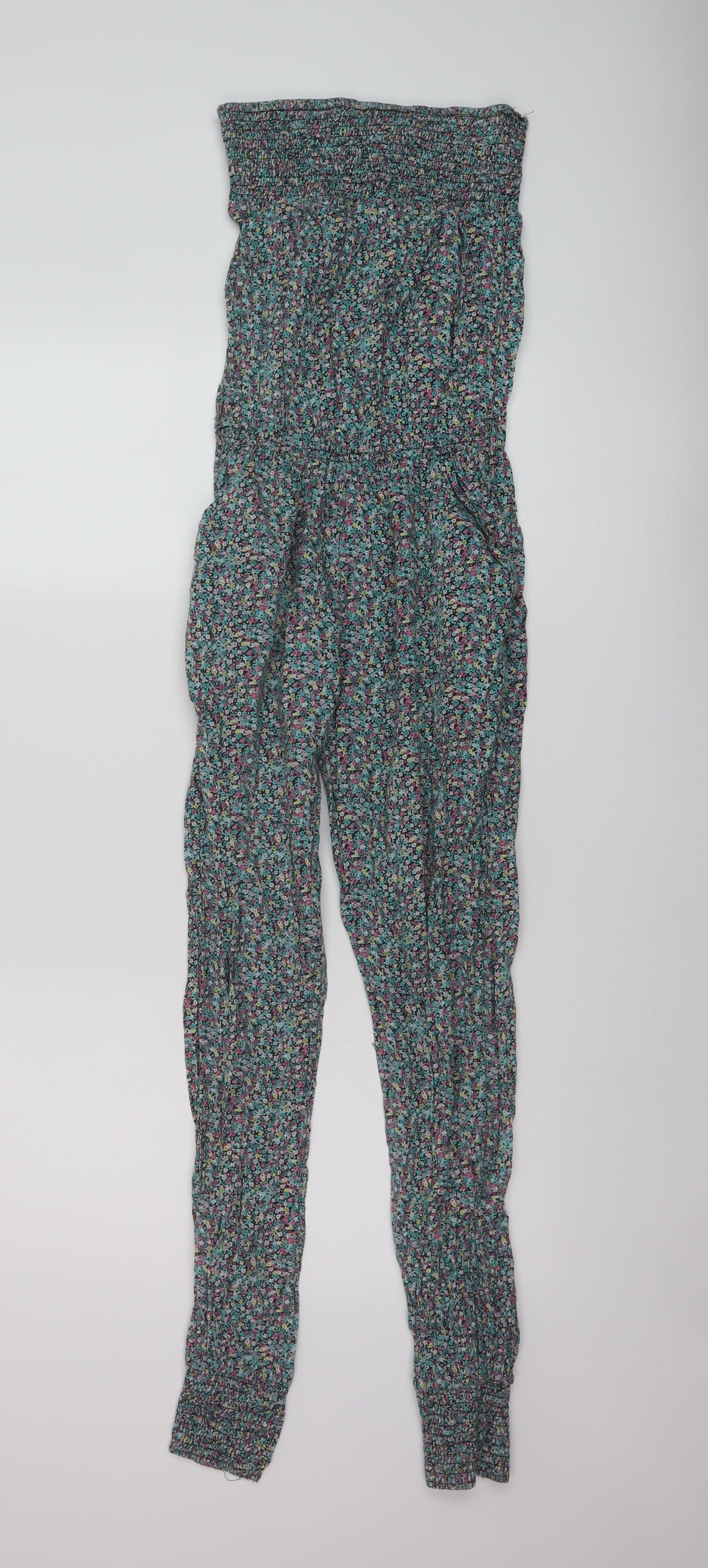 New Look Girls Multicoloured Floral Cotton Jumpsuit One-Piece Size 10 Years Pullover