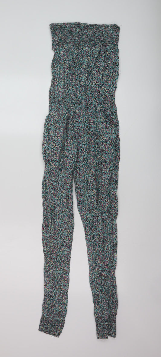 New Look Girls Multicoloured Floral Cotton Jumpsuit One-Piece Size 10 Years Pullover
