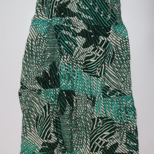 Marks and Spencer Womens Green Geometric Viscose A-Line Size 18 V-Neck Pullover