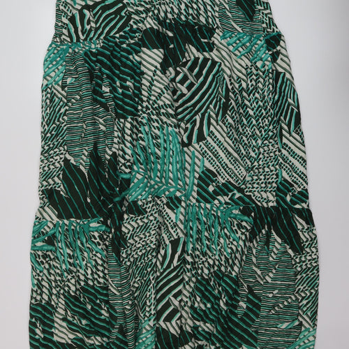 Marks and Spencer Womens Green Geometric Viscose A-Line Size 18 V-Neck Pullover