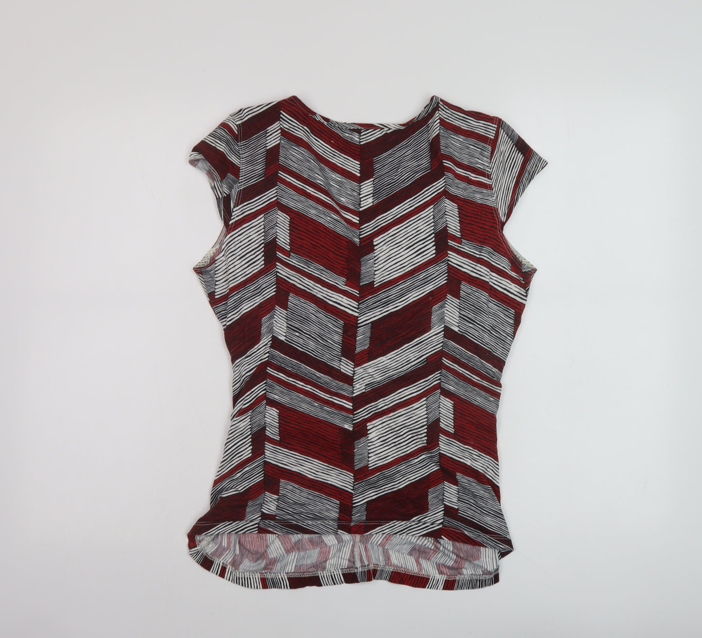 John Richmond Womens Red Geometric Viscose Basic Blouse Size 16 V-Neck
