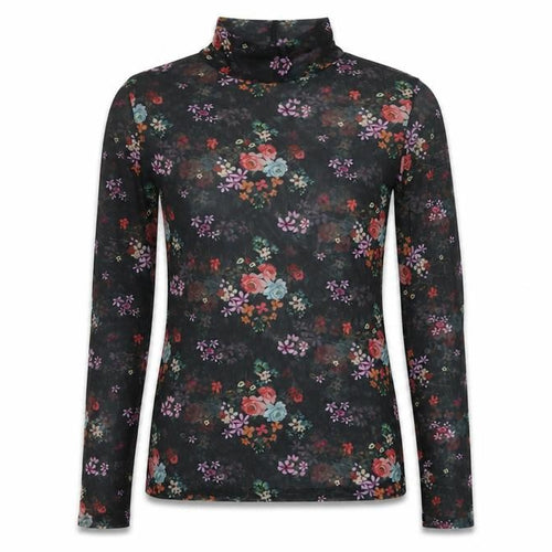 Nasty Gal Womens Black Floral Polyester Basic Blouse Size 6 Mock Neck