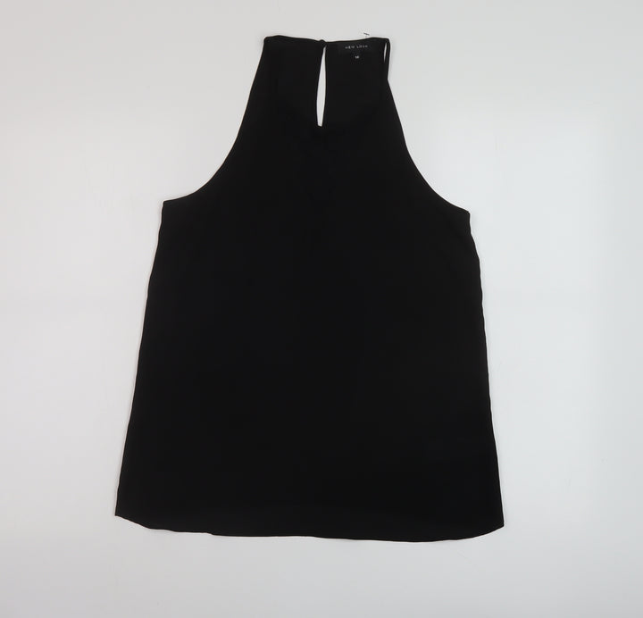 New Look Womens Black Polyester Basic Tank Size 10 Round Neck