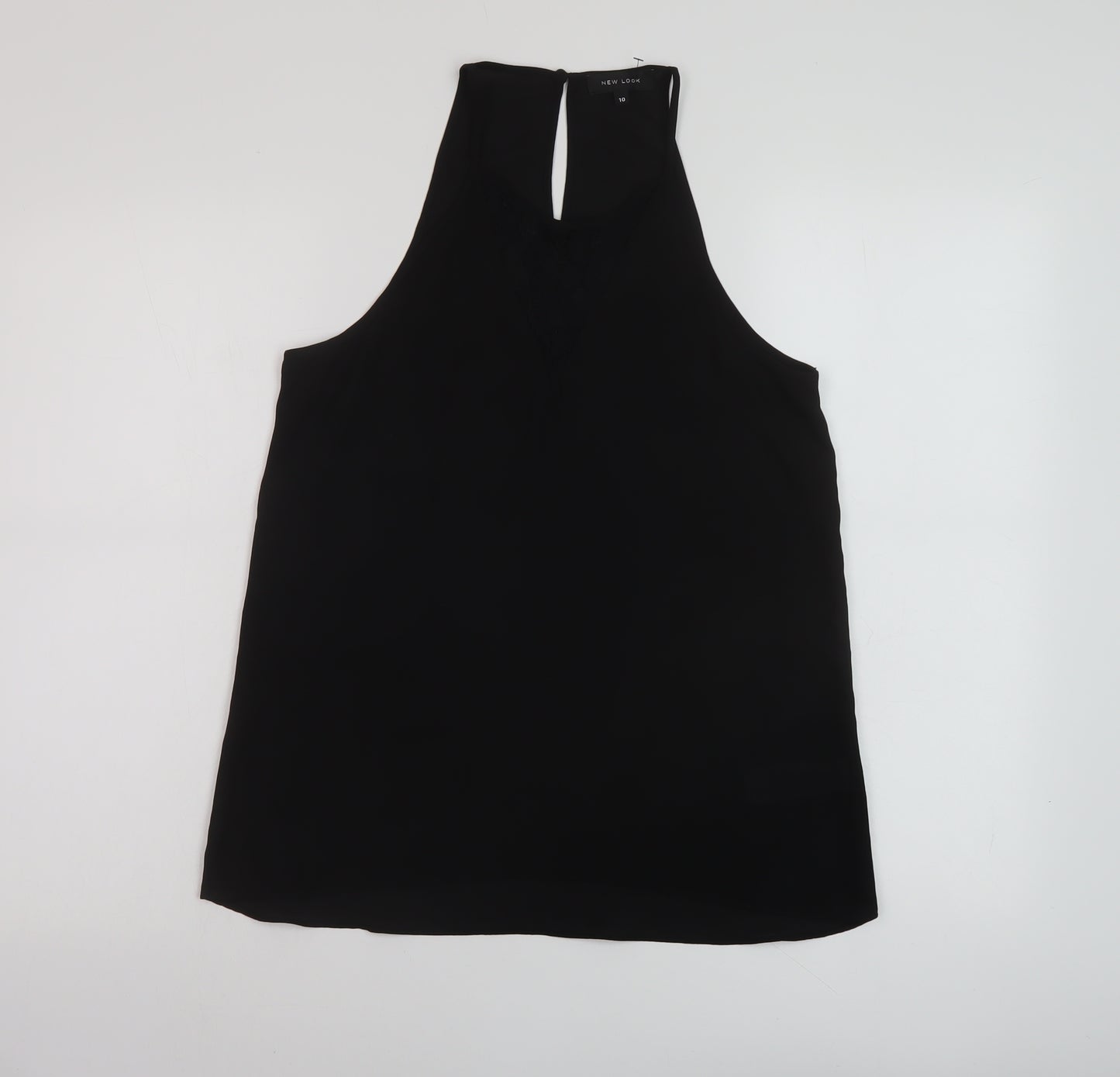 New Look Womens Black Polyester Basic Tank Size 10 Round Neck