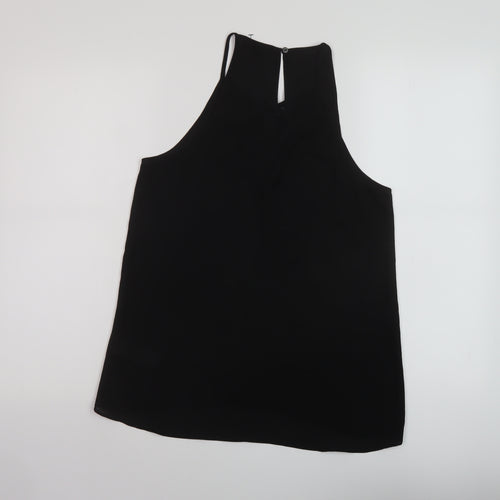 New Look Womens Black Polyester Basic Tank Size 10 Round Neck