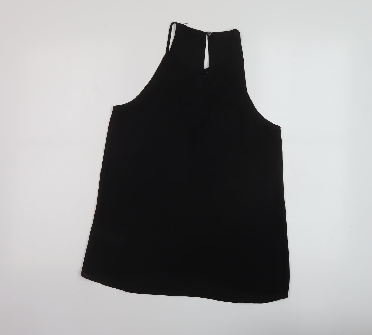New Look Womens Black Polyester Basic Tank Size 10 Round Neck