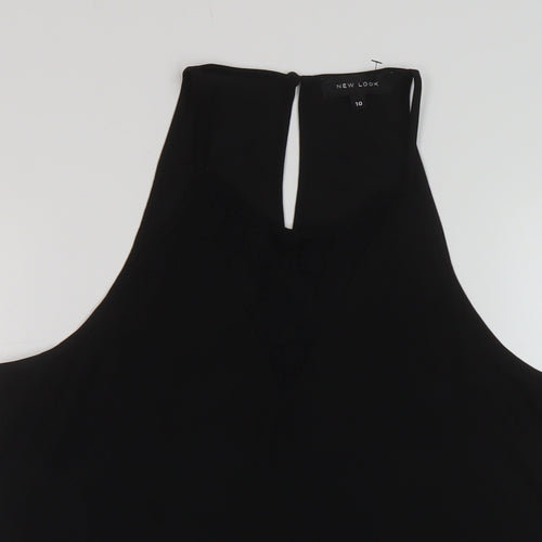New Look Womens Black Polyester Basic Tank Size 10 Round Neck